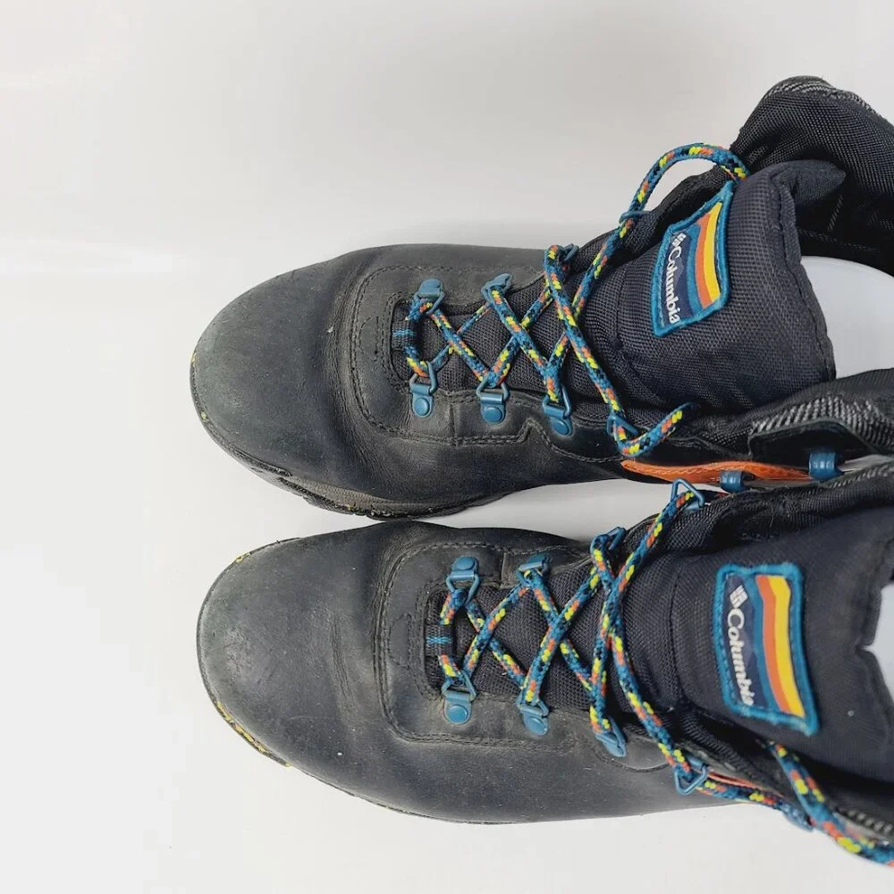 Columbia Men's Black Orange Newton Ridge Leather Ankle‎ Hiking Boot Size 11.5